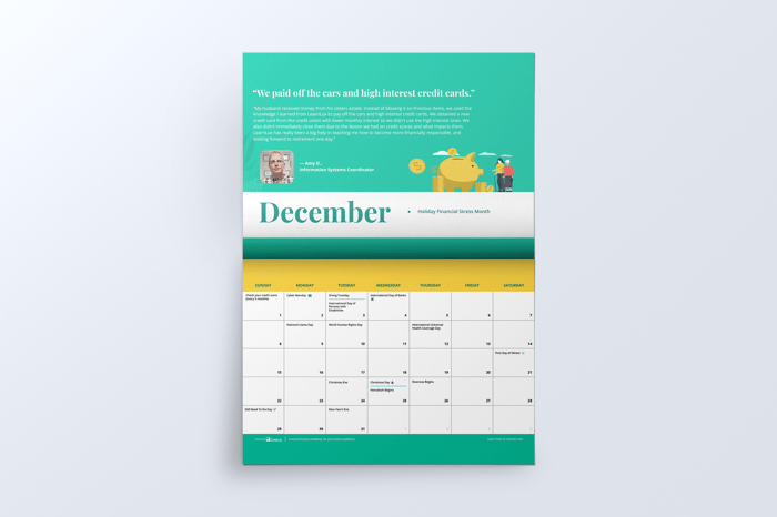 Workplace Financial Wellbeing Calendar for December 2024