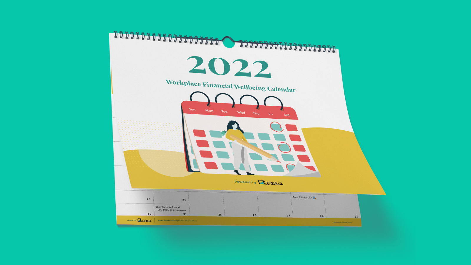 Financial wellbeing calendar with 2022 dates, holidays, themes and more